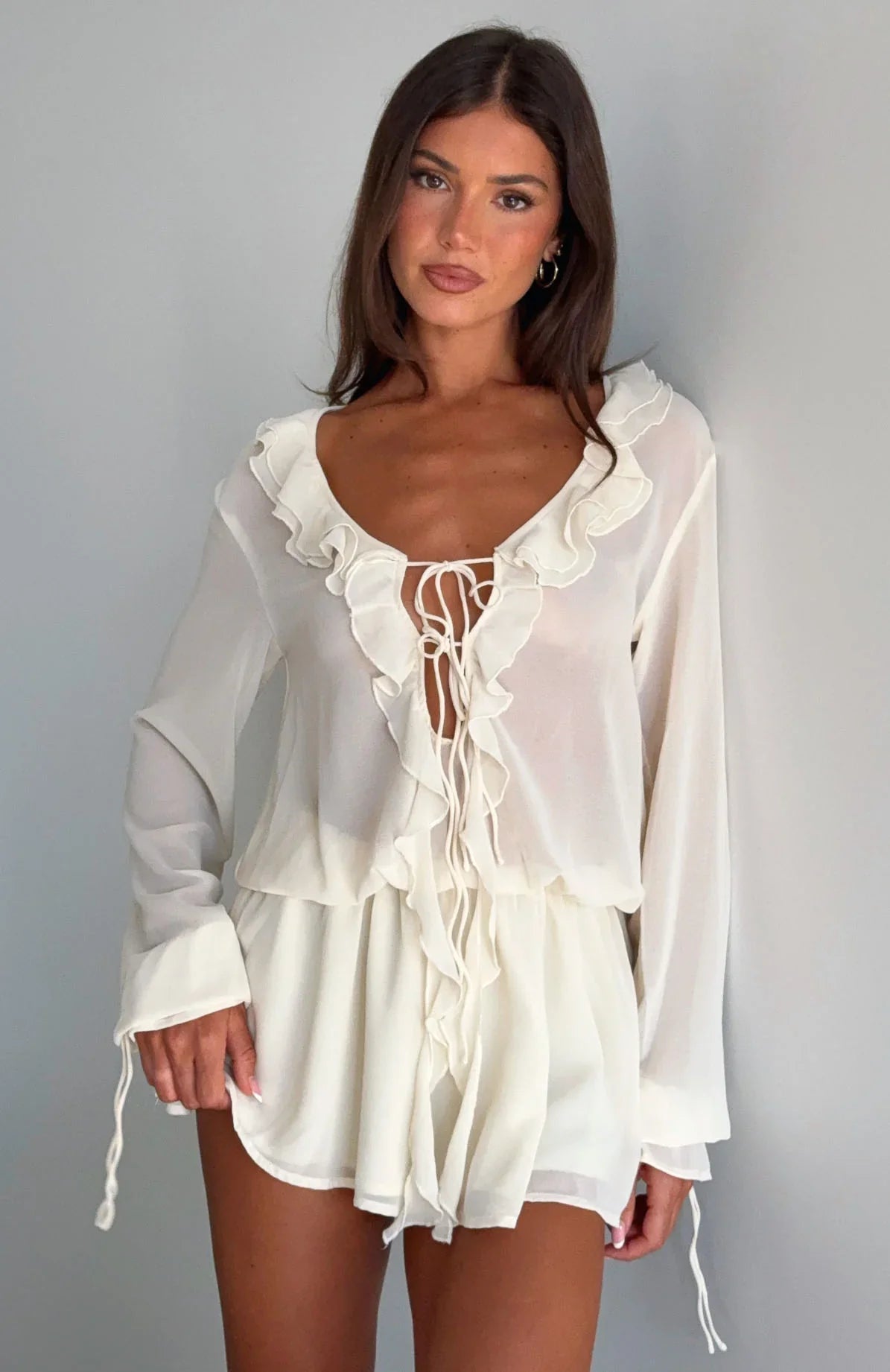 Vestido Curto Manga Longa Eternal Energy Creme