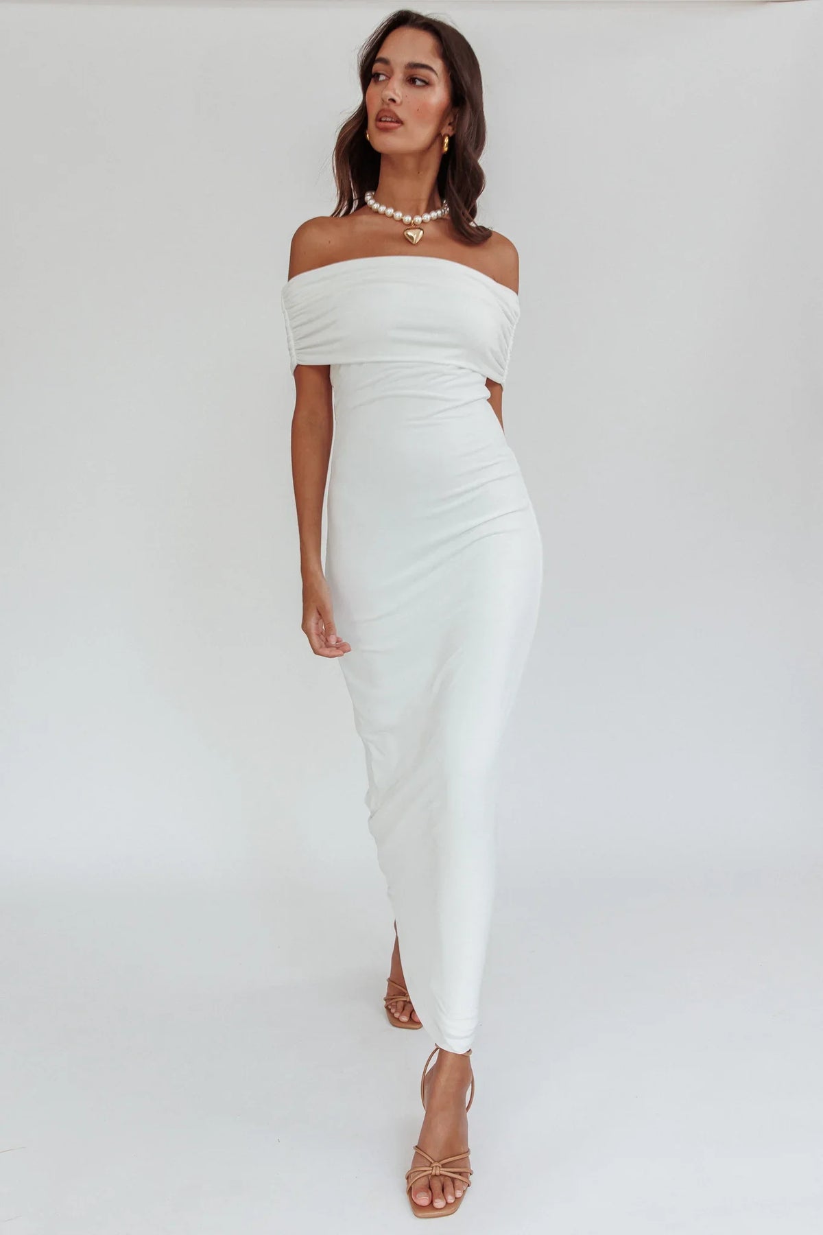 Vestido Cruising Sunset Off Shoulder Off White