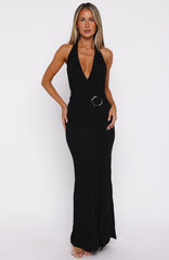 Vestido largo halter "Too Hot For You" negro