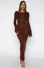 Vestido largo Malta Mermaids de manga larga color chocolate