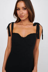 Minivestido com Ombro Amarrado Jezika Preto