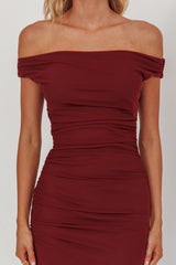Vestido Midi In Blooms Off Shoulder de Tule Vinho