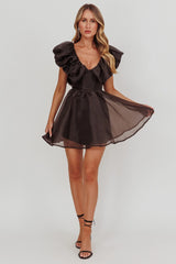 Minivestido Kahlo com Gola Franzida Preto