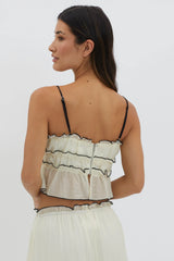 Maidens - Top cremallera con detalle de overlock color crema