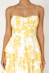 Vestido Longo em Camadas Hopeful Amarelo