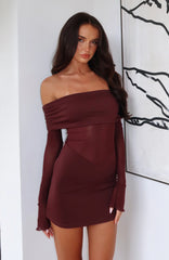 Vestido Curto Manga Longa Own Your Story Borgonha