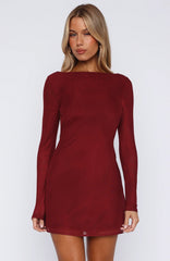 Minivestido Manga Longa Bad Influence Borgonha