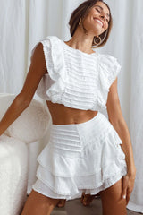 Top corto fruncido y con volantes Wild And Free - Blanco
