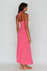 Vestido Midi Ibiza Sunset Bust Flower Rosa Choque