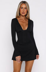 Minivestido de manga larga Be Right Back negro