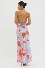 Vestido Estampado Rosa Dream Walk com Amarração nas Costas