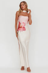 Vestido Maxi Halter Invertido Damsel Rosa Flor