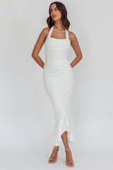 Vestido midi halter con estampado Fire Of Stars blanco