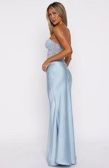 Vestido largo sin tirantes Fall In Love With You azul cielo