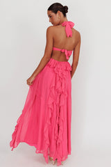 Vestido longo Santiago Cut-Out Ruffle Pink