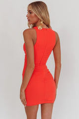 Minivestido Sem Mangas Vazado com Tela Piece Of Heaven Vermelho