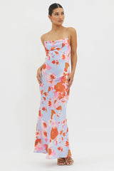 Vestido Estampado Rosa Dream Walk com Amarração nas Costas
