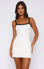 Vestido Curto Canelado In This Moment Branco/Preto