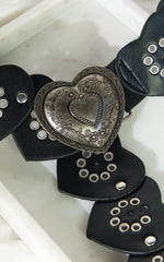 Xandy Belt - Heart Chunky Statement Belt in Black