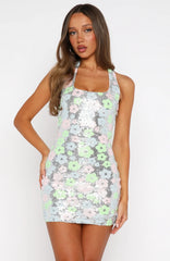 Mini Vestido de Lantejoulas Brilhantes Florais 'Get Your Glow'