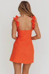 Vestido Curto Annie Com Alça Franzida Laranja