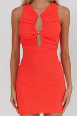 Minivestido Sem Mangas Vazado com Tela Piece Of Heaven Vermelho