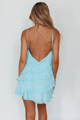 Minivestido com babados em camadas Arrabel azul-celeste