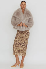 Chaqueta de Piel Extragrande con Solapa Copenhague Crema