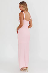 Vestido largo Kharissa texturizado con aberturas, rosa