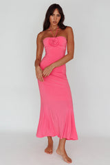 Vestido Midi Ibiza Sunset Bust Flower Rosa Choque