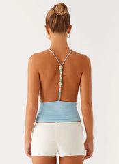 Top halter de punto Ollie - Azul