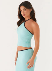 Top Halter de Crochê Cameron - Azul Claro