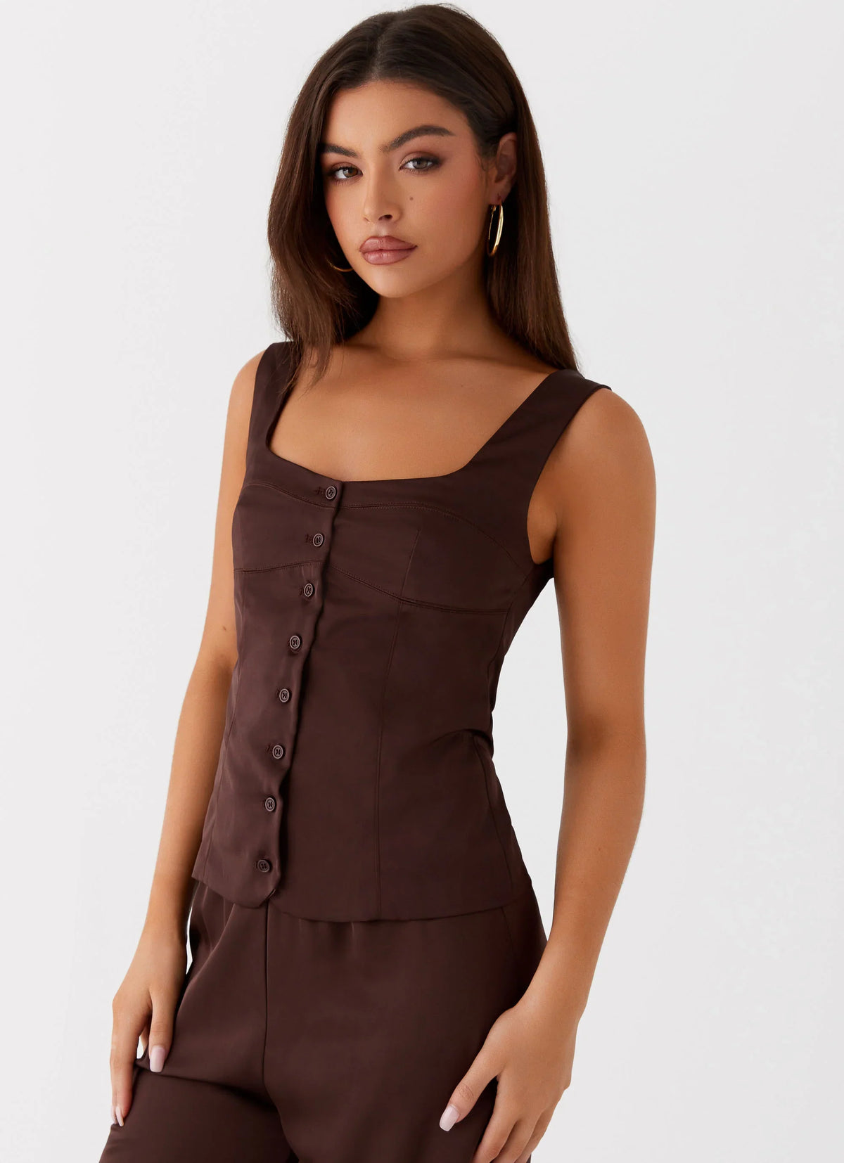 Top de paneles tipo corpiño Golden Skies - Chocolate