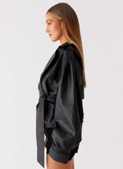 Gabardina de imitación piel Midtown - Negra