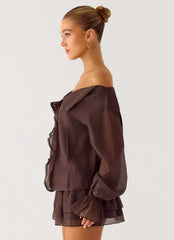 Minivestido Elris de cintura baja - Chocolate frío