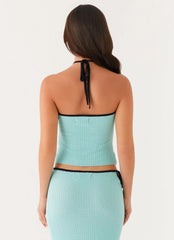Top Halter de Crochê Cameron - Azul Claro