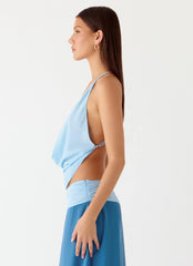 Top con cuello vuelto Sweet Charm - Azul bebé