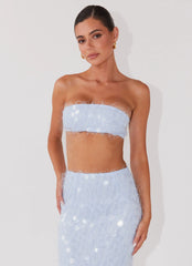 Top tipo bandeau de lentejuelas texturizadas Kyleigh - Lavanda empolvada