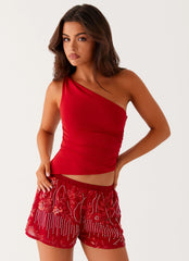 Minishorts Mercer de lentejuelas - Rojos