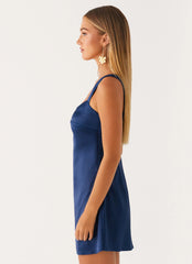Minivestido Odette de satén - Azul marino