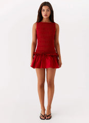 Minivestido Franzido Garden Kisses - Vermelho