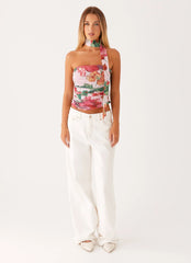 Top pañuelo Hot Like Me - Floral rosa