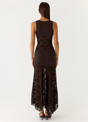 Vestido Longo Koka de Renda - Chocolate Gelado
