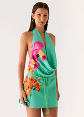 Minivestido Halia Cowl - Estampa Jungle Bloom
