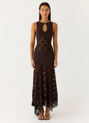 Vestido Longo Koka de Renda - Chocolate Gelado
