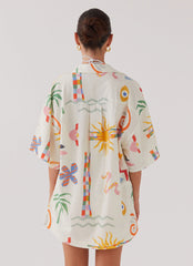 Camisa Oversize de Lino Tallulah - Palma de Verano
