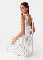 Maxivestido Bajo La Pagoda - Lunares Blancos