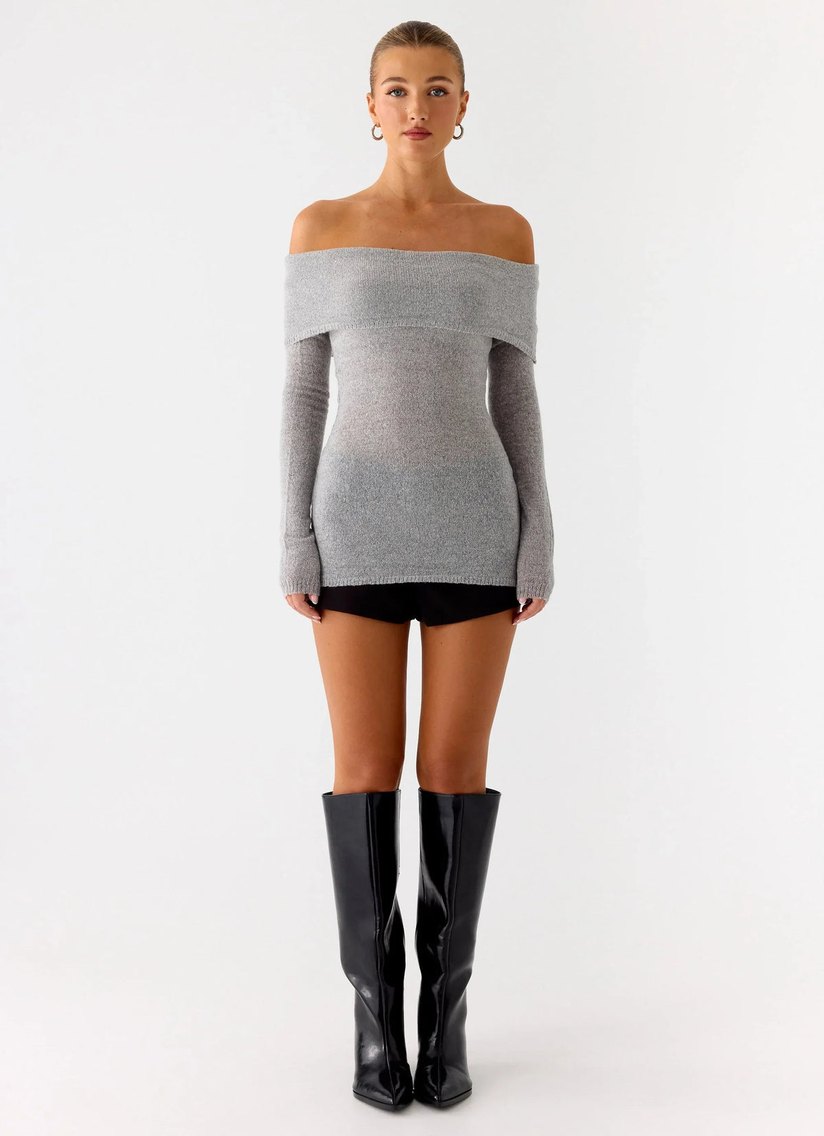 Top de punto Romeo Bardot - Gris