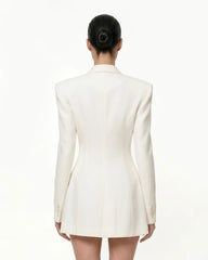 Iris Embroidery Hourglass Blazer - White