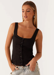 Top Busto Painel Golden Skies - Preto